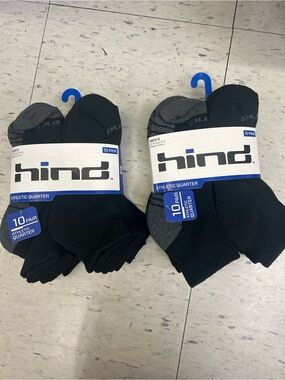 Hind Men's Athletic Quarter Socks 20-Pack - Black